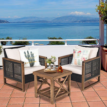 Load image into Gallery viewer, Ensemble Salon de Jardin en Bois d'Acacia Rotin Artisanal Anti-soleil Résistant aux Intempéries pour Porche Balcon Terrasse -