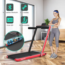 Load image into Gallery viewer, 2 en 1 Tapis de Course Electrique Pliable 1 à 12 Km/H avec Haut-parleur Bluetooth Télécommande Moteur 0,75HP Vert/Blanc/Noir/Rouge/Or/Noir et Argenté/Bleu -