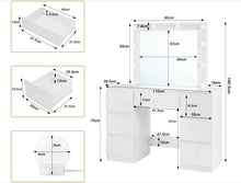 Load image into Gallery viewer, Coiffeuse Blanche avec Miroir LED - 7 Tiroirs -