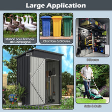 Load image into Gallery viewer, Abri de Rangement Toutes Saisons Abri  Outils Utilitaire avec Toit en Pente Porte Ouvrante Arations Cadre en Mtal Galvanis Gris -