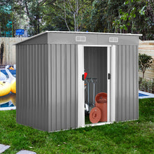 Load image into Gallery viewer, Abri de Jardin à l'Extérieur en Acier Galvanisé avec 2 Portes,4 Bouches d'Aération pour Stocker Outils 238 x 131 x 181CM Gris+Blanc -