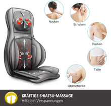 Load image into Gallery viewer, COMFIER Siège Massant Shiatsu avec Compression et Roulement - Masseur de Dos avec Chaleur, Chaise Massage de pétrissage pour Le Dos, Le Cou et Les épaules, Cadeau Papa Maman Femme Homme