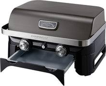 Load image into Gallery viewer, Attitude2go,Barbecue de Table  Faible fume,BBQ Portable, Couvercle,thermomtre,et Grille en Fonte,Alimentation : Cartouche de gaz CV 470 Plus,Gris