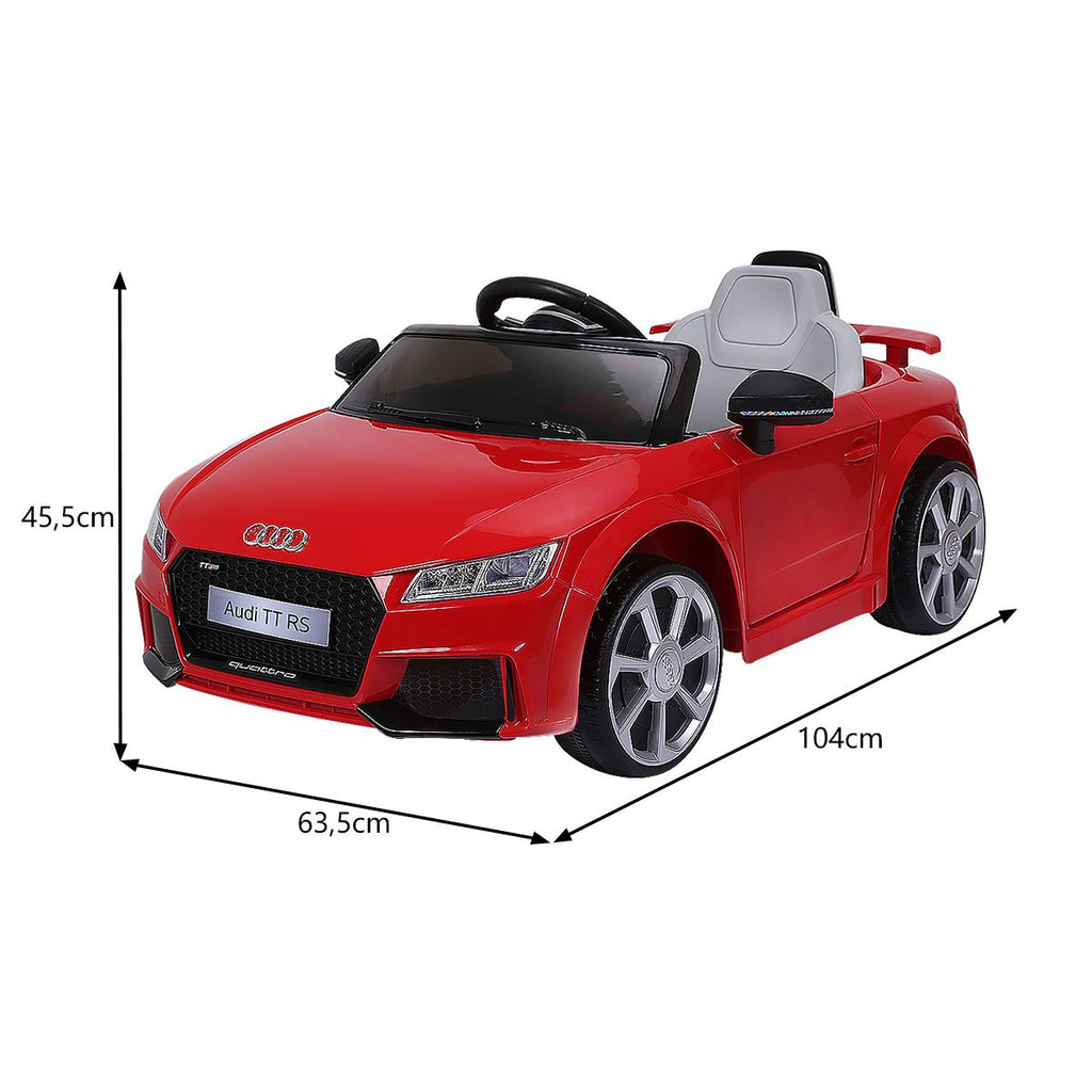 Voiture TTRS Electrique pour Enfants 12V Max. 5 Km/h Double Porte avec Télécommande 2.4G Blanc/Rouge -