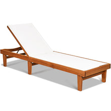 Load image into Gallery viewer, Chaise Longue de Jardin Dossier Inclinable en Bois d'Eucalyptus Tissu Respirant pour Patio Véranda Piscine Charge 180KG -