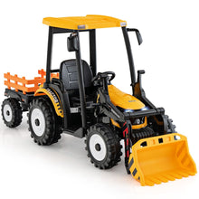 Load image into Gallery viewer, 12V Tracteur lectrique Enfants avec Pelle&amp;Remorque Amovible Vhicule lectrique  6 Roues avec Tlcommande &amp; Musique 3-6 km/h pour 3-8 Ans Jaune/Vert -