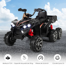 Load image into Gallery viewer, 12V Quad Electrique Enfants avec Lumires LED et Musique Vhicule Electrique Enfants avec Dmarrage Lent Charge 30kg 129 x 69 x 72 cm Noir/Rouge -