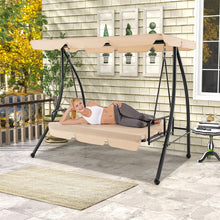 Load image into Gallery viewer, Balancelle d'Extérieur Convertible 2 Places avec Lit Plat Hamac de Terrasse avec Auvent Réglable et Coussin Amovible Pour Jardin -
