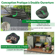 Load image into Gallery viewer, Abri de Stockage en Métal Galvanisé pour Poubelles Extérieur Abri de Jardin Verrouillable avec Toit Ouvert 2 Portes 172X95,5X130CM Gris -