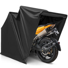 Load image into Gallery viewer, Abri de Moto Extrieur Tente Moto avec Housse en Tissu Oxford Fen锚tres en Maille Enroulables Housse Moto Exterieur tanche pour Moto Vlos Outils Noir -