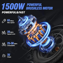 Load image into Gallery viewer, Ridstar Electric Bike for Adults Q20, 1200W 30MPH, 48V 15.6ah Electric Bicycle, 7 Speed Full Suspension Mountain Bike UL2849