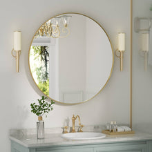 Load image into Gallery viewer, 24 in. W x 24 in. H Medium Round Mirror Metal Framed Wall Mirrors Bathroom Vanity Mirror Decorative Mirror in Black