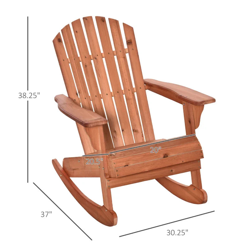 Chaise bascule Adirondack Muskoka en bois avec design lattes en bois,dossier en ventail et style rustique classique,teck -