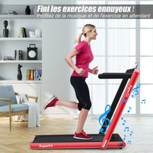 Load image into Gallery viewer, 2 en 1 Tapis de Course Electrique Pliable 1 à 12 Km/H avec Haut-parleur Bluetooth Télécommande Moteur 0,75HP Vert/Blanc/Noir/Rouge/Or/Noir et Argenté/Bleu -