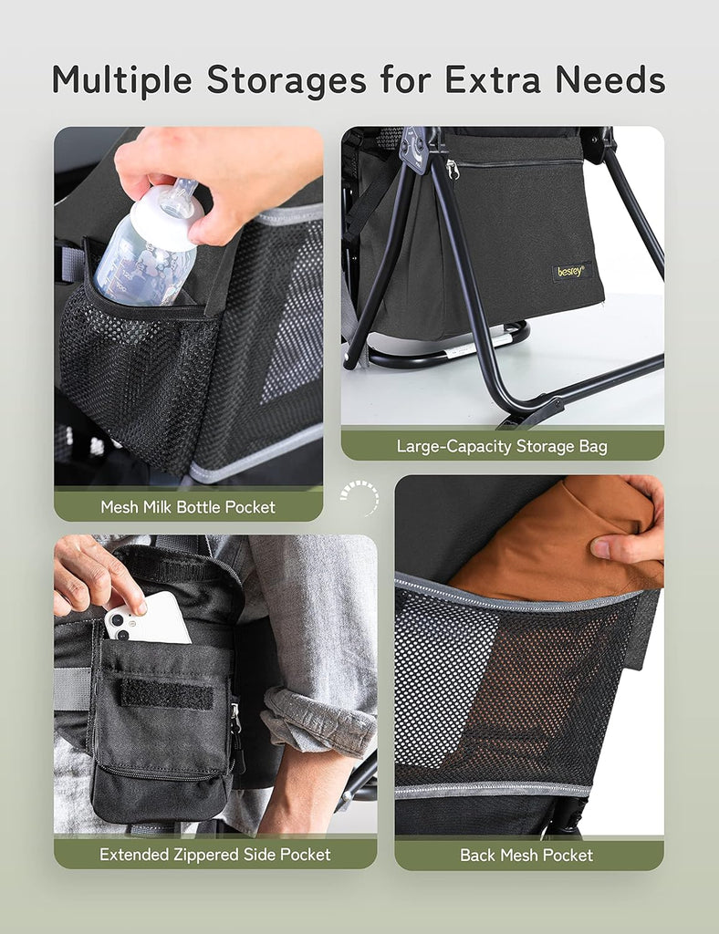 besrey Porte-bébé de randonnée, Sac à dos pour enfant, à usage en extérieur, Pliable - Noir