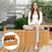 Load image into Gallery viewer, Banc de Rangement en Bois Banc d'Extrieur  2 Places de 209 L avec Accoudoirs Coffre de Stockage en Bois Charge 100KG Naturel -