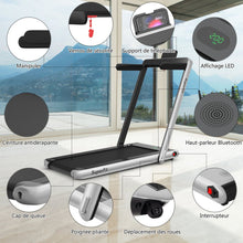Load image into Gallery viewer, 2 en 1 Tapis de Course Electrique Pliable 1 à 12 Km/H avec Haut-parleur Bluetooth Télécommande Moteur 0,75HP Vert/Blanc/Noir/Rouge/Or/Noir et Argenté/Bleu -