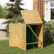 Load image into Gallery viewer, Abri à Poubelle en Bois de 120 L Abri pour Outils d'Extérieur avec Couvercle Ouvrable Doubles Portes Loquet de Verrouillage Naturel -