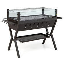 Load image into Gallery viewer, Barbecue  Charbon de Bois Gril au Charbon de Bois en Acier Inoxydable avec Pare-vent Supports d'Assaisonnement tagre de Rangement Marron -