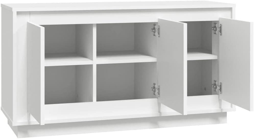 vidaXL Buffet, Armoire Latérale avec 6 Compartiments, Placard avec Porte, Meuble de Rangement Salle de Séjour, Moderne, Blanc Bois d'Ingénierie