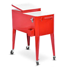 Load image into Gallery viewer, Chariot Isotherme Roulant de 76L Réfrigérant avec Roulettes Universelles Ouvre-bouteille Desserte Jardin pour Conserver Glace et Boissons -