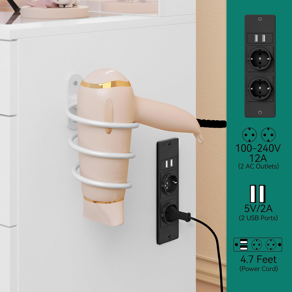 YITAHOME Grande Coiffeuse avec éclairage LED réglable et Prises électriques, Coiffeuse avec Miroir, Toit en Verre Transparent, 11 tiroirs et Tabouret, Blanc