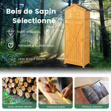 Load image into Gallery viewer, Armoire de Jardin en Bois Impermable avec Toit Abri de Jardin avec Table Pliable tagres et 8 Crochets 75x50x180,5CM -