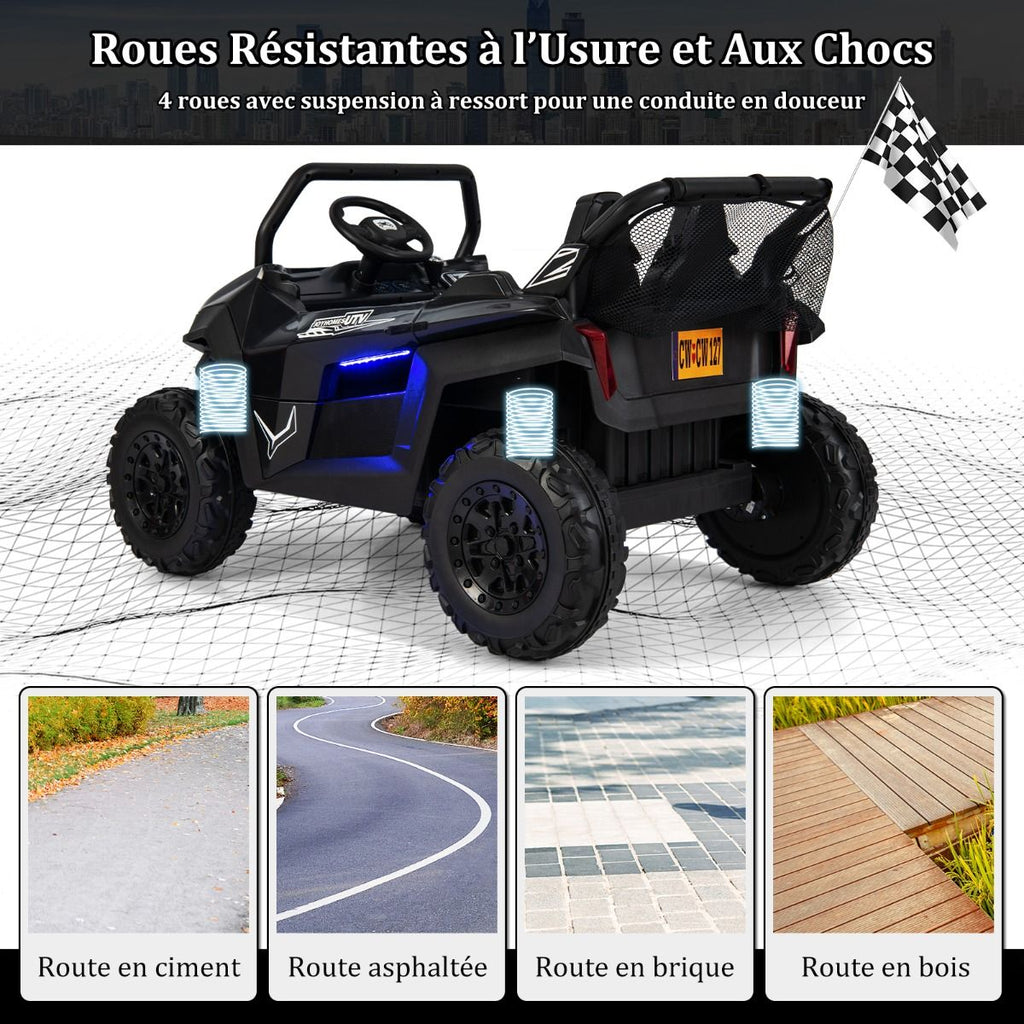Voiture électrique Enfant 12 V Télécommande pour 3-8 Ans 2 Vitesses Ressort de Suspension Charge 59KG 118x74x71CM Noir/Rose/Rouge -