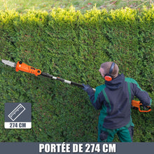 Load image into Gallery viewer, lagueuse Tlescopique sur Perche sans Fil 198 -274 cm Coupe Branche avec Batterie 20V et Chargeur Orange -