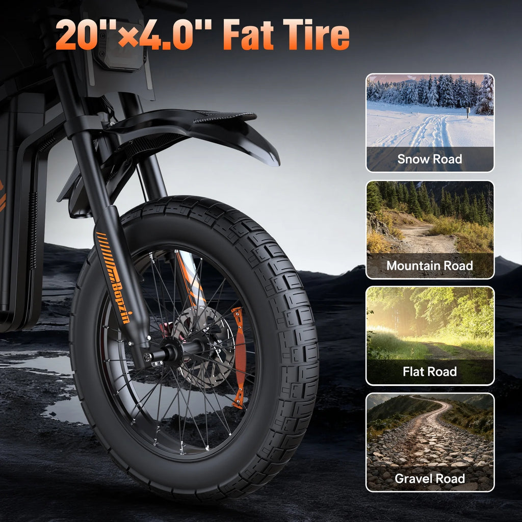 Electric Dirt Bike for Adults, 60V 35ah, 3000W 45 MPH & 37 - 68 Miles Electric Motorcycle, 25'' Fat Tire Off - Road Mountain Bike UL2849