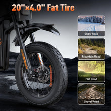 Load image into Gallery viewer, Electric Dirt Bike for Adults, 60V 35ah, 3000W 45 MPH &amp; 37 - 68 Miles Electric Motorcycle, 25'' Fat Tire Off - Road Mountain Bike UL2849
