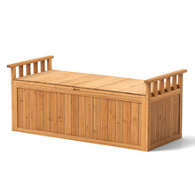 Load image into Gallery viewer, Banc de Rangement en Bois Banc d'Extrieur  2 Places de 209 L avec Accoudoirs Coffre de Stockage en Bois Charge 100KG Naturel -