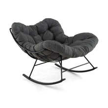 Load image into Gallery viewer, Chaise  Bascule d'Intrieur et d'Extrieur Chaise Papasan Surdimensionne avec Coussin Rembourr &amp; Cadre en Mtal Capacit 205 Kg Gris -