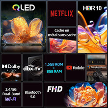 Load image into Gallery viewer, CHIQ L32QM9G 32 Pouces (80 cm) FHD Smart Téléviseur QLED HDR10 Google TV Google Assistant Tuner Triple Dolby Audio DBX-TV Chromecast intégré HDMI USB sans Cadre en Métal Noir