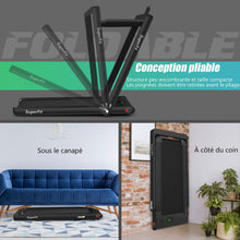 Load image into Gallery viewer, 2 en 1 Tapis de Course Electrique Pliable 1 à 12 Km/H avec Haut-parleur Bluetooth Télécommande Moteur 0,75HP Vert/Blanc/Noir/Rouge/Or/Noir et Argenté/Bleu -