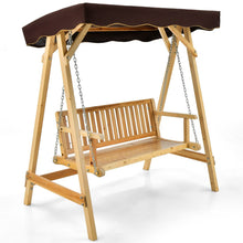 Load image into Gallery viewer, Balancelle de Jardin 2 Places en Bois avec Toit Inclinable Imperméable Chaîne Métallique Réglable Charge 240KG Cadre en A pour Jardin Véranda Cour -