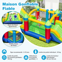 Load image into Gallery viewer, Château Gonflable pour 4 Enfants avec 2 Toboggans Tunnels Zone de Rebond Escalade Obstacles Maison de Jeu avec Souffleur de 680 W -