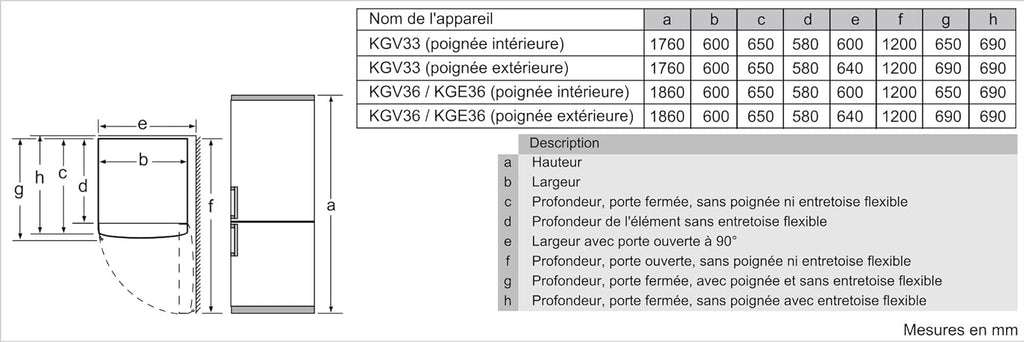 Bosch KGV33VLEAS - Réfrigérateur combiné pose libre - Série 4 - 288L - Froid brassé - L 60cm x H 176cm - Inox