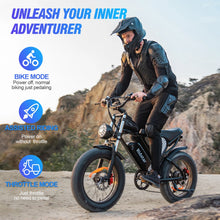 Load image into Gallery viewer, Ridstar Electric Bike for Adults Q20, 1200W 30MPH, 48V 15.6ah Electric Bicycle, 7 Speed Full Suspension Mountain Bike UL2849