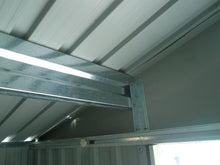 Load image into Gallery viewer, Abri de Jardin en Tôle Galvanisée Cabane de Rangement à Outils Porte Double 2 Aérations,277x191x192cm,Gris et Blanc -