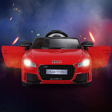 Load image into Gallery viewer, Voiture TTRS Electrique pour Enfants 12V Max. 5 Km/h Double Porte avec Tlcommande 2.4G Blanc/Rouge -