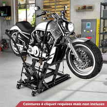 Load image into Gallery viewer, Cric Hydraulique pour Moto Capacité de 680 kg Table Élévatrice Moto Plateforme Réglable en Hauteur sur 3 Niveaux Rouge/Noir -