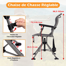 Load image into Gallery viewer, Chaise de Chasse Portable Chaise de Tir avec Siège de Pliable Réglables Rotation à 360° Support de Fusil Réglable Charge 150 kg Noir -
