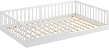 Load image into Gallery viewer, CADANI Timi 2en1 Lit au Sol 120x200 cm Lit Enfant Montessori avec Barrière de Sécurité et Sommier à Lattes, Bois Massif Pin, Blanc, 3 Variantes de Construction, Transformable