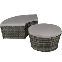 Load image into Gallery viewer, Bain de soleil transat meuble jardin rond modulable gris 2208062 -