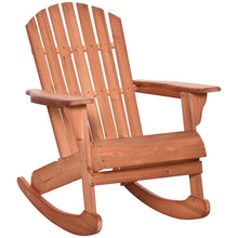 Load image into Gallery viewer, Chaise bascule Adirondack Muskoka en bois avec design lattes en bois,dossier en ventail et style rustique classique,teck -