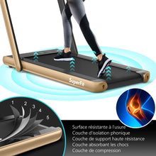 Load image into Gallery viewer, 2 en 1 Tapis de Course Electrique Pliable 1 à 12 Km/H avec Haut-parleur Bluetooth Télécommande Moteur 0,75HP Vert/Blanc/Noir/Rouge/Or/Noir et Argenté/Bleu -