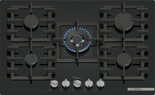 Load image into Gallery viewer, PPQ7A6I40,Série 6,Plaque gaz,5 feux,80 cm,Verre trempé noir