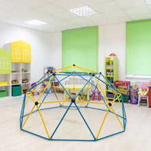 Load image into Gallery viewer, Dôme d'Escalade de 305cm avec Balançoire Cage d'Escalade en Métal Charge Max 363 kg Intérieur Extérieur pour Enfants de 3-10 Ans Jaune/Rouge -