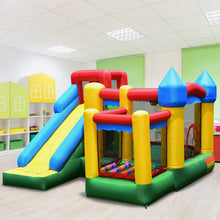 Load image into Gallery viewer, Château Gonflable 4 en 1 pour Enfant 3-10 Ans avec Toboggan Aire de Saut Mur d’Escalade Panier de Basketball -